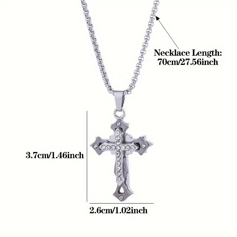 High-Quality Titanium Steel Cross Pendant Necklace – Non-Fading Hip-Hop Chain, Trendy Unisex Statement Jewelry for Men and Women