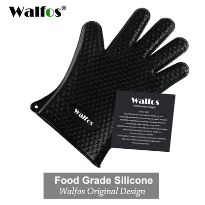 Walfos Silicone Oven Gloves — Heat-Resistant Thick BBQ & Cooking Mitts | Kitchen Gadgets & Accessories