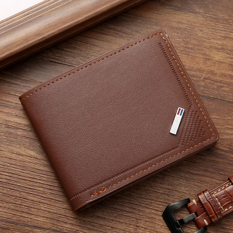 Men's Soft Leather Short Bifold Wallet with Credit Card & ID Holder – Business Billfold
