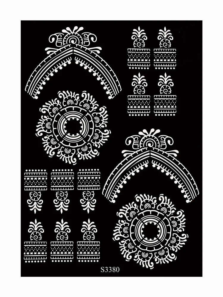 Reusable Henna Stencil Templates for Hand & Body – Floral Tattoo Stencils for Women, Weddings & Festivals Body Art Makeup Tools
