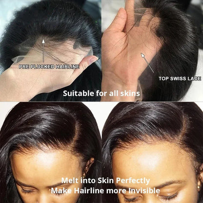 HD Lace Front Wig 13x6 – 40 Inch Deep Wave Human Hair Wig, Pre-Plucked Curly Brazilian Water Wave Lace Frontal Wig