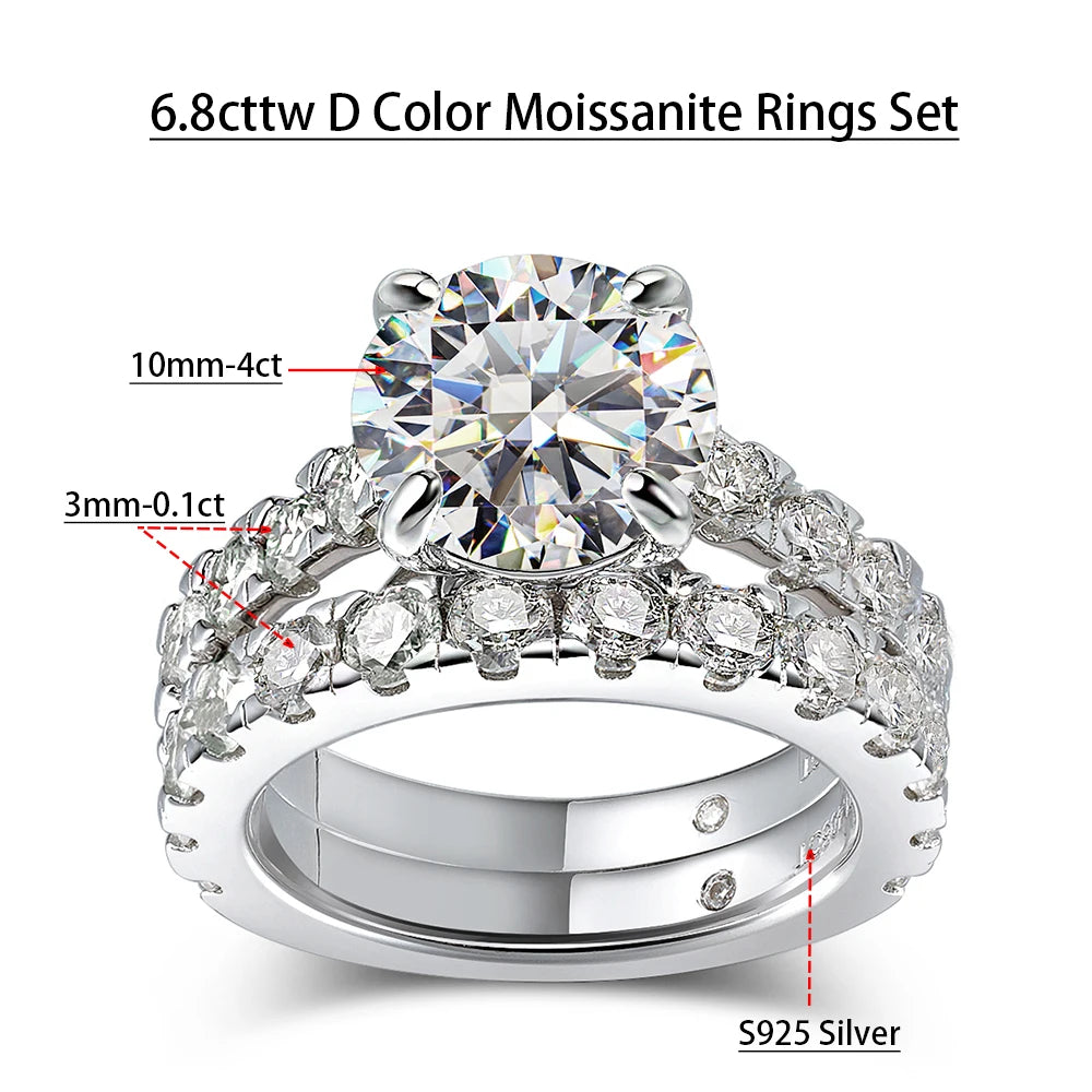 Serenity D Color VVS1 Moissanite Row Ring 1.4cttw — 100% S925 Sterling Silver Lab Diamond Ring for Women, 18K Plated Anniversary Gift