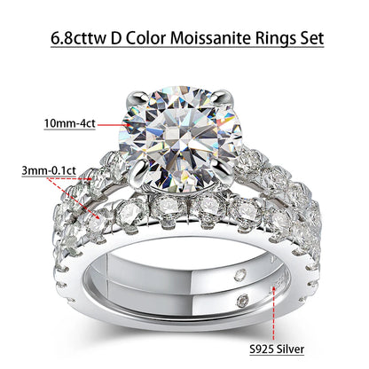 Serenity D Color VVS1 Moissanite Row Ring 1.4cttw — 100% S925 Sterling Silver Lab Diamond Ring for Women, 18K Plated Anniversary Gift