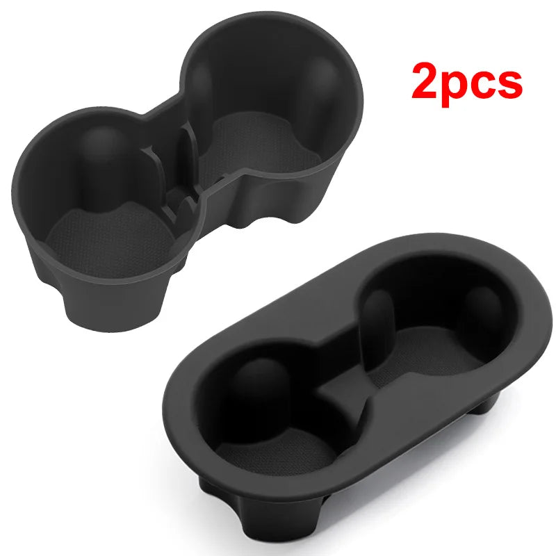 Tesla Model Y Juniper 2025 Silicone Cup Holder – Center Console Drink Bottle Rack for Front & Rear Seats Interior Accessory