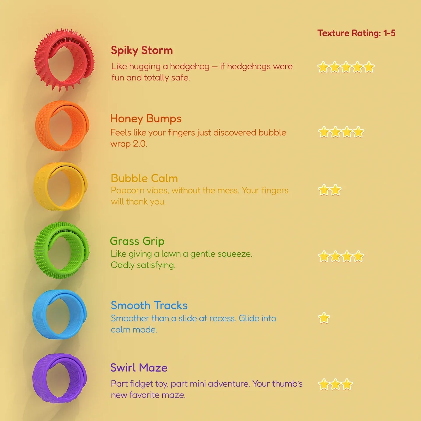 Textured Silicone Fidget Slap Bracelet Toy – Sensory Stress Relief Calming Fidget for Autism Support, Adults & Office Desk Use