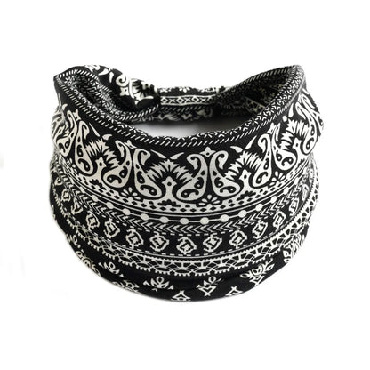 Bohemian Wide Cotton Stretch Headband for Women – Turban Headwrap, Bandage Hairband, Bandana Hair Accessories