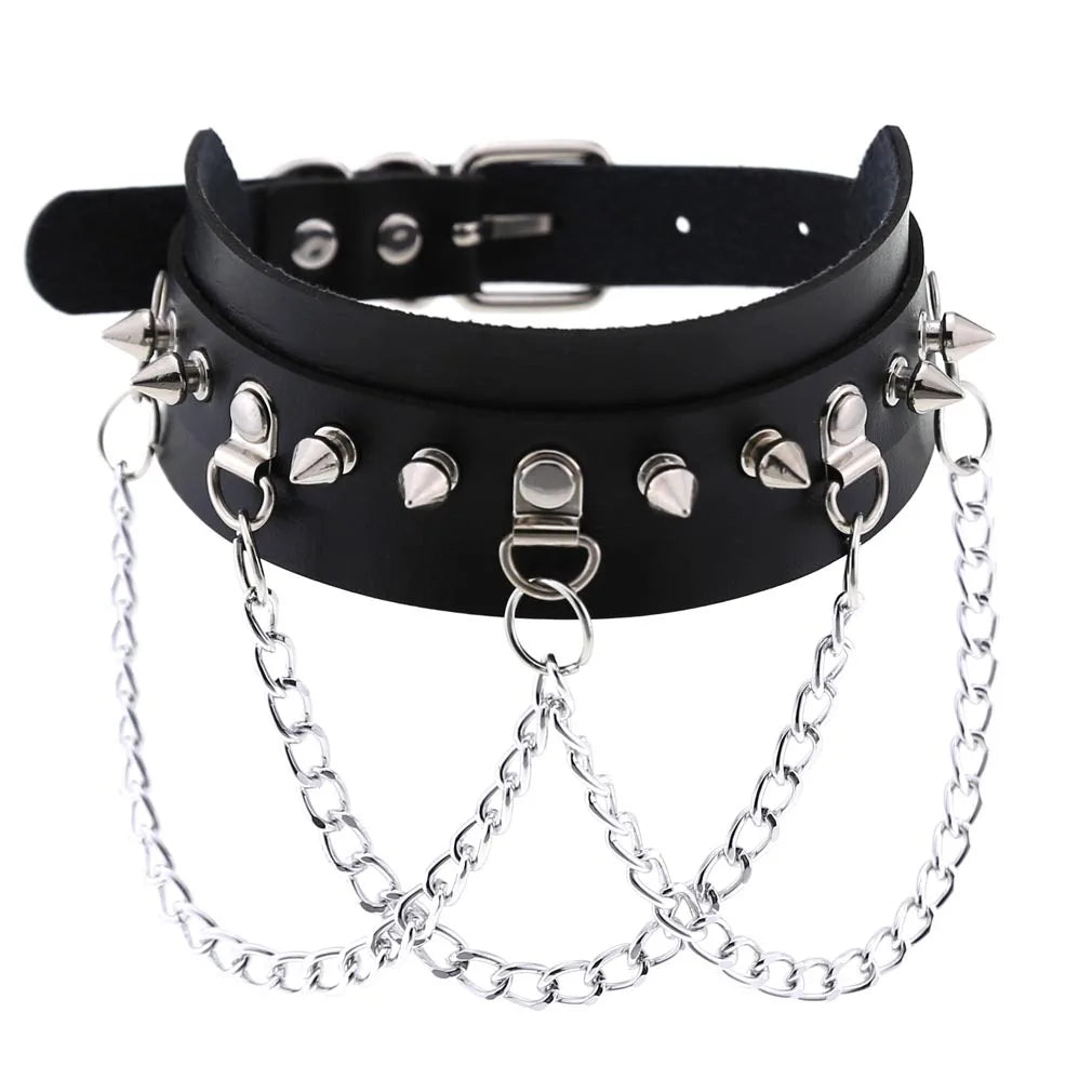 Harajuku Cosplay Rivet Star Punk Rock Gothic Collar — Sexy PU Leather Heart Cross Spike Choker Jewelry for Women