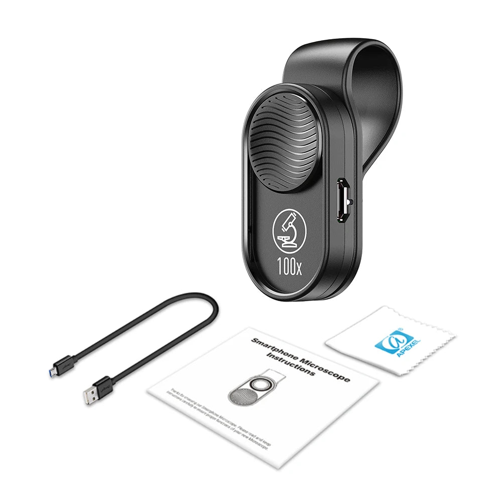 100X/200X Microscope Phone Lens with Clip – Magnifier for Plants, Insects, Hair, Skin, Jewelry & Jade Inspection