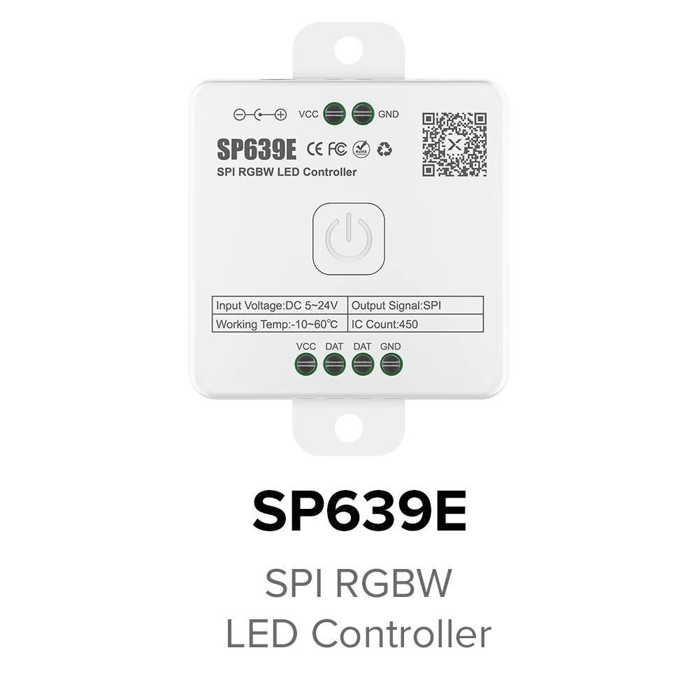 SP630E All-in-One LED Controller 5CH PWM SPI, RGB/RGBW/CCT Music Sync Bluetooth, Compatible with WS2812B WS2811 SK6812 FCOB 5050 5V–24V LED Strip
