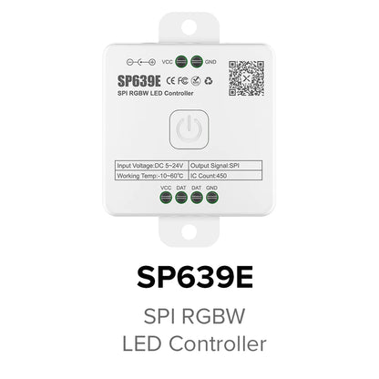 SP630E All-in-One LED Controller 5CH PWM SPI, RGB/RGBW/CCT Music Sync Bluetooth, Compatible with WS2812B WS2811 SK6812 FCOB 5050 5V–24V LED Strip