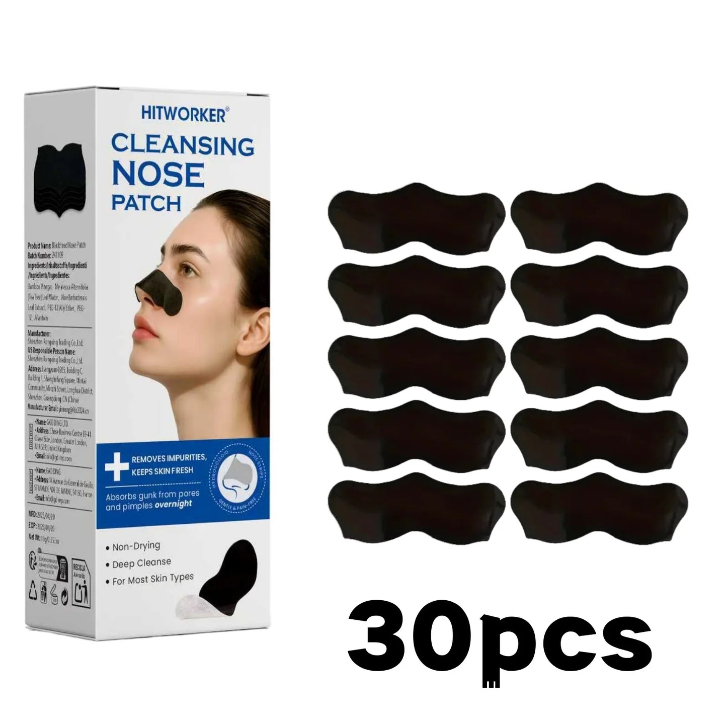 Alcohol-Free Nose Cleansing Strips - Deep-Cleansing Pore Patches for Excess Oil & Refined Skin
