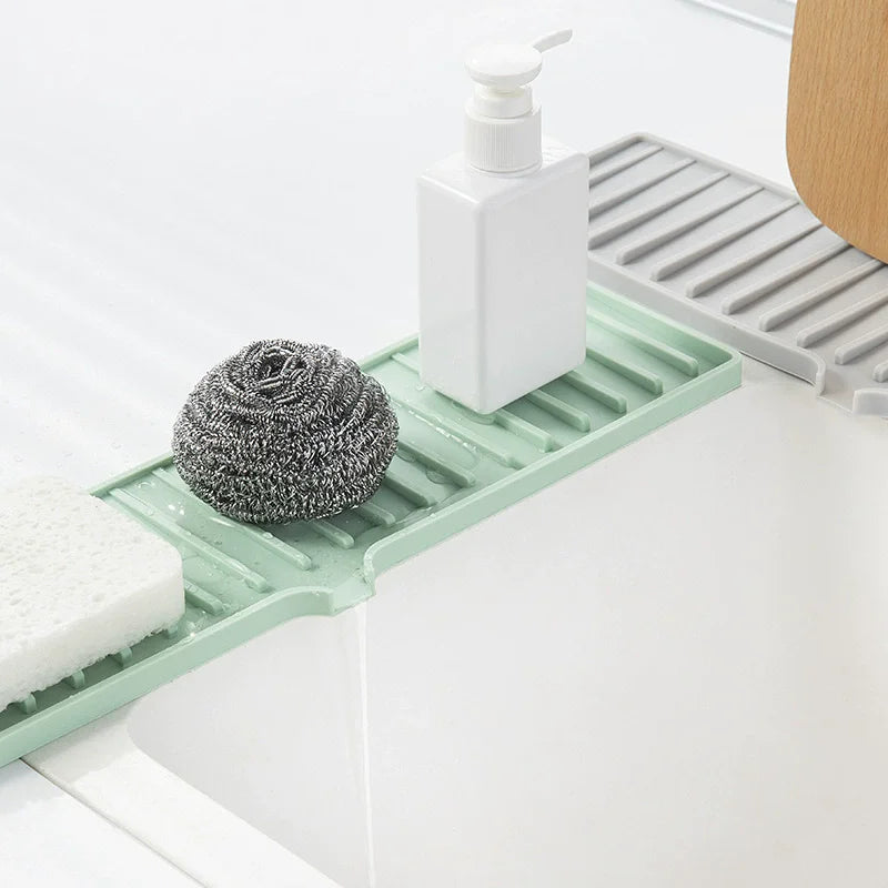 Kitchen Sink Splash Guard & Faucet Mat — Multipurpose Drip Catcher Tray for Dish Drying, Sponge & Kitchen Use