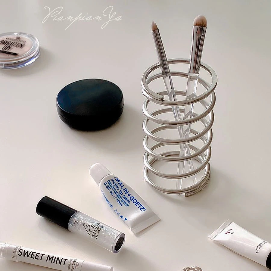 Stainless Steel Toothbrush Holder – Metal Bathroom Storage Rack for Toothpaste, Makeup Brushes & Home Decoration