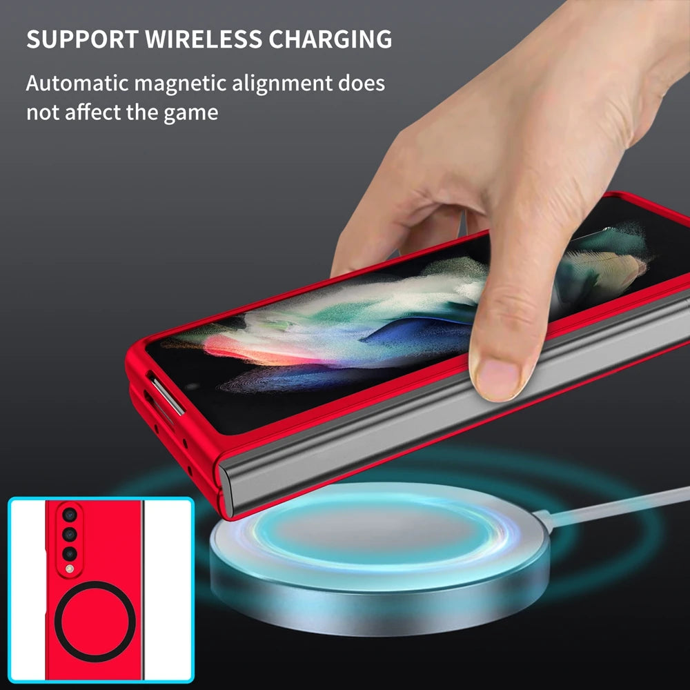 Magnetic Wireless Charging Case - Anti-Fingerprint Shockproof Magsafe Cover for Samsung Galaxy Z Fold 6/5/4/3