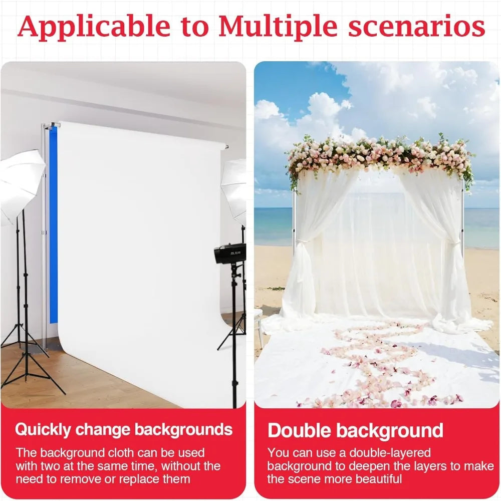 10x10Ft Double Crossbar Pipe and Drape Backdrop Stand Kit – Adjustable Metal Frame for Photography & Events
