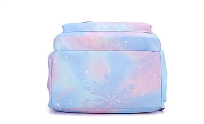 MINISO Kawaii Frozen Girls Backpack – Rainbow Schoolbag & Travel Laptop Bag for Kids & Teenagers