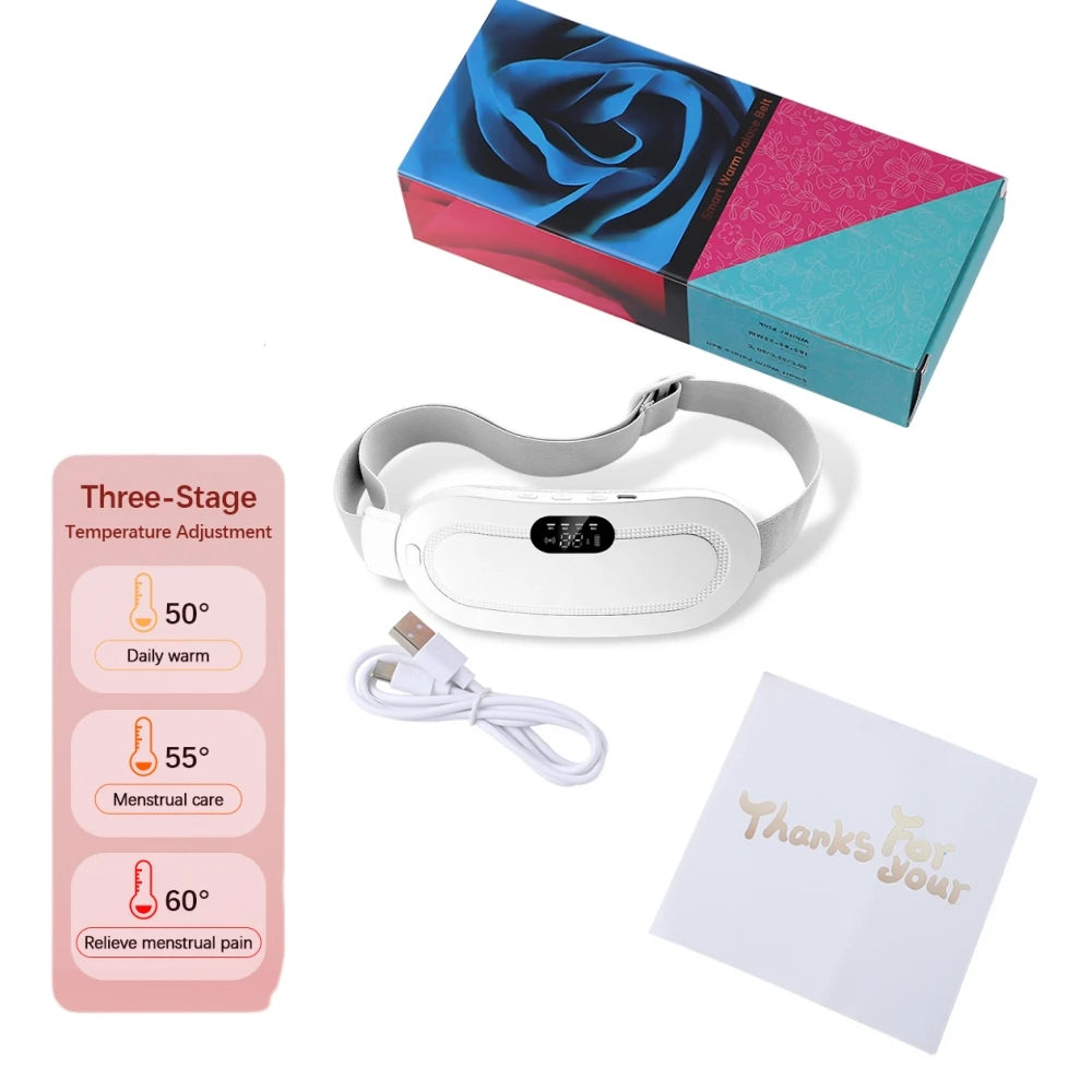 Electric Heating Pad for Women – Menstrual Cramp Relief Vibrator, Period Pain Massager & Abdominal Belt Warmer