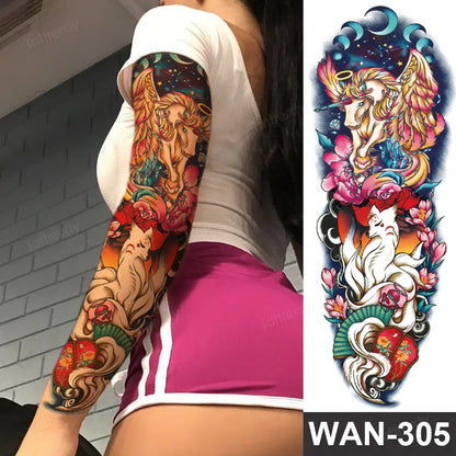 Large Temporary Leg Tattoos for Women - Sexy Animal & Anime Skull Water Transfer Body Art Stickers