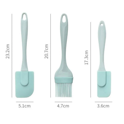 3-Piece Silicone Baking Spatula Set – Non-Stick Cream Scraper, Butter Mixer & Oil Brush for Kitchen