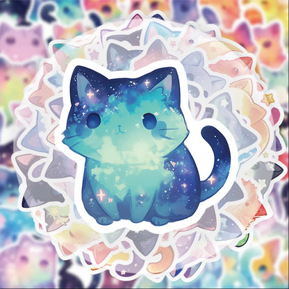 50-Piece Dreamy Cat Sticker Set - Cute Decorative Decals for Water Bottles, Laptops, Phones, Suitcases and DIY Gifts