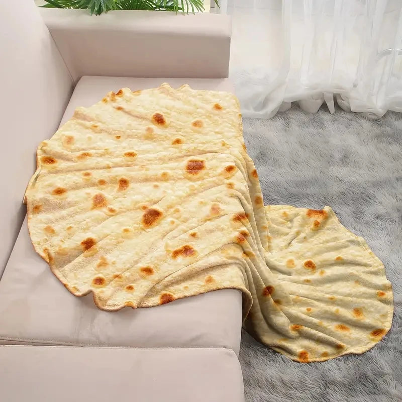 Mexican Tortilla Print Flannel Blanket - Soft Warm Cozy Throw for Sofa Couch Bed Office Camping & Travel