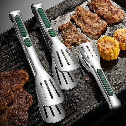 Non-Slip Stainless Steel Food Tongs – Meat, Salad and Bread Clip for Barbecue, Grill and Buffet | Kitchen Cooking Tools