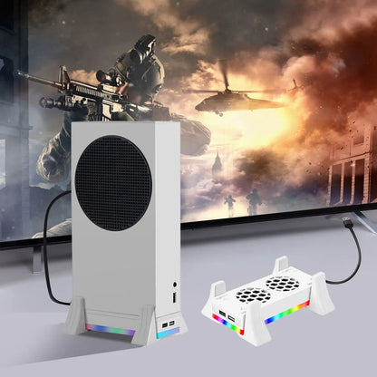 Xbox Series S Console Cooling Fan Holder — 3-Gear Adjustable Cooling System with Color Lights