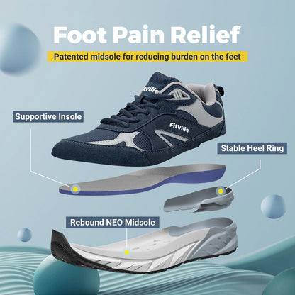 FitVille Wide Width Men’s Walking Shoes – Arch Support Sneakers for Flat Feet, Heel Pain & Plantar Fasciitis Relief