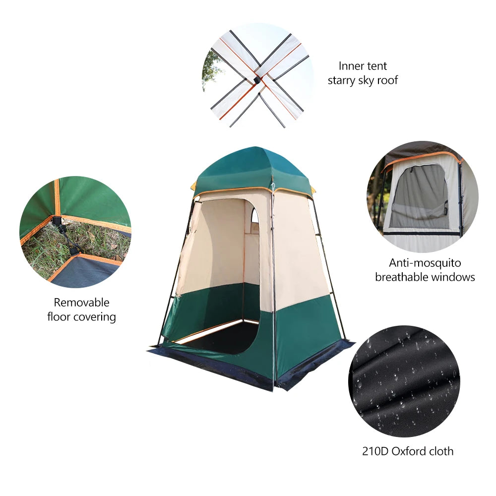 Portable Outdoor Privacy Shower Tent – Double-Layer Sun Shelter for Camping, Dressing, Changing Room, Toilet, Hiking, Fishing & Picnic