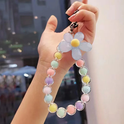 Colorful Macaron Beaded Phone Lanyard Wrist Strap – Anti-Lost Short Handheld Mobile Phone Chain Pendant for Women