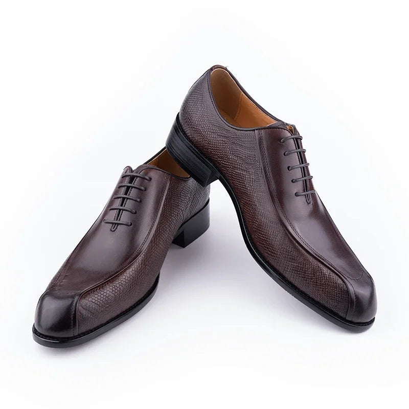 Men’s Genuine Leather Oxford Shoes - Handmade Lace-Up Formal Wedding and Party Dress Shoes