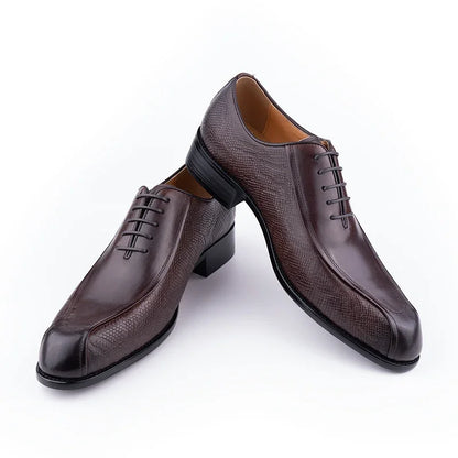 Men’s Genuine Leather Oxford Shoes - Handmade Lace-Up Formal Wedding and Party Dress Shoes