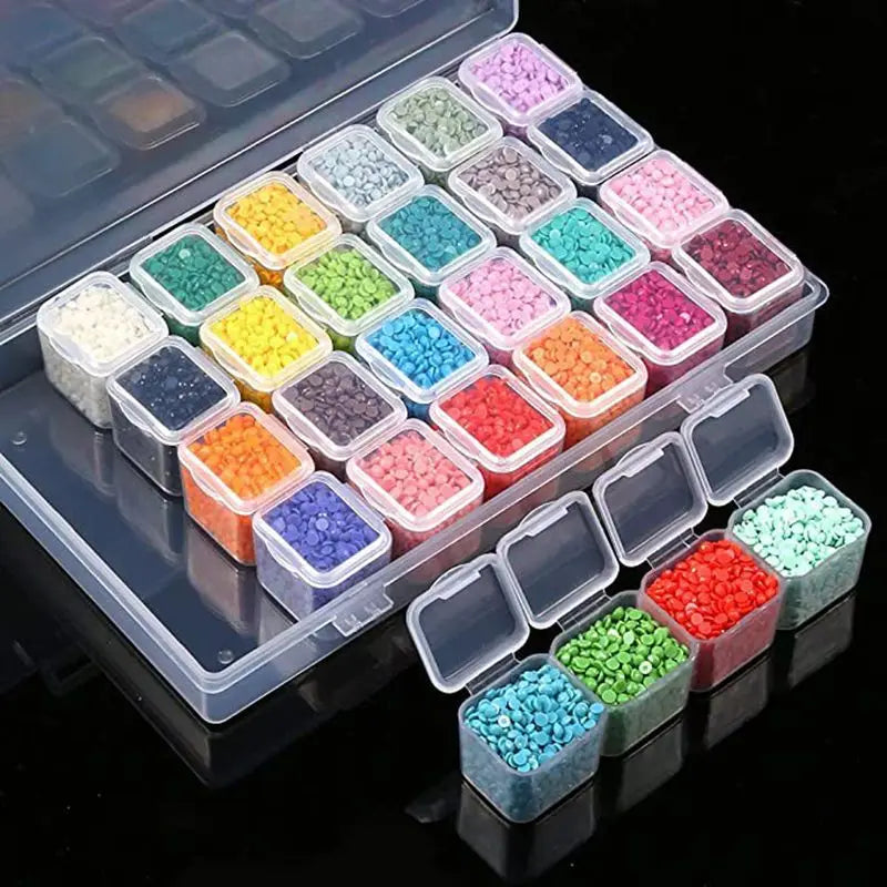 Diamond Embroidery Box - 56/28 Slot Cross Stitch Tool Organizer for Diamond Painting, Dismountable Storage Case