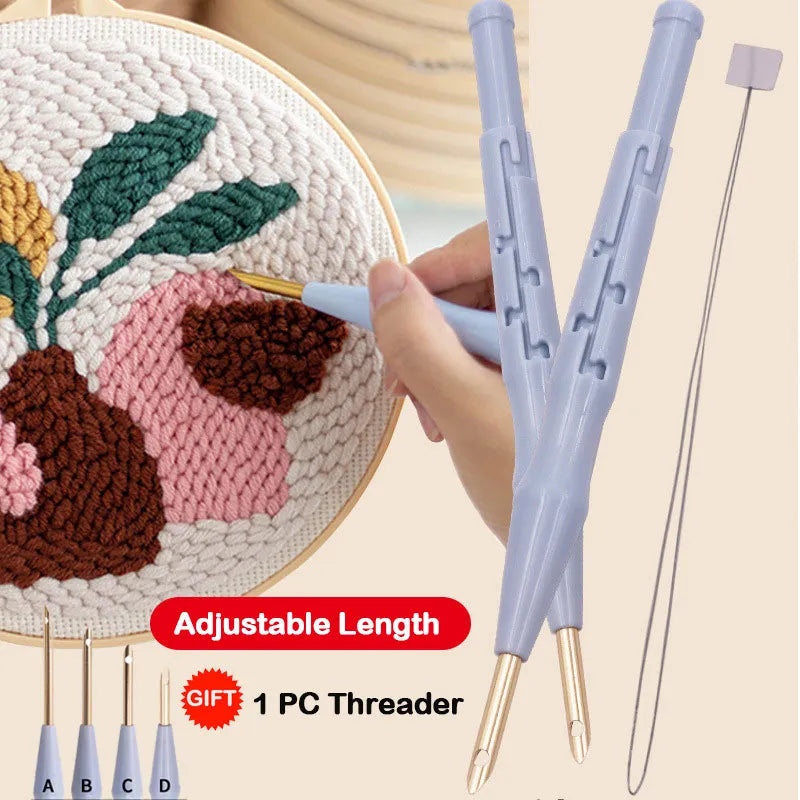 Magic Embroidery Needle Punch Kit - Embroidery Needle Pen Weaving Tool for DIY Carpet Hook, Knitting, Sewing (Stitching Tool)