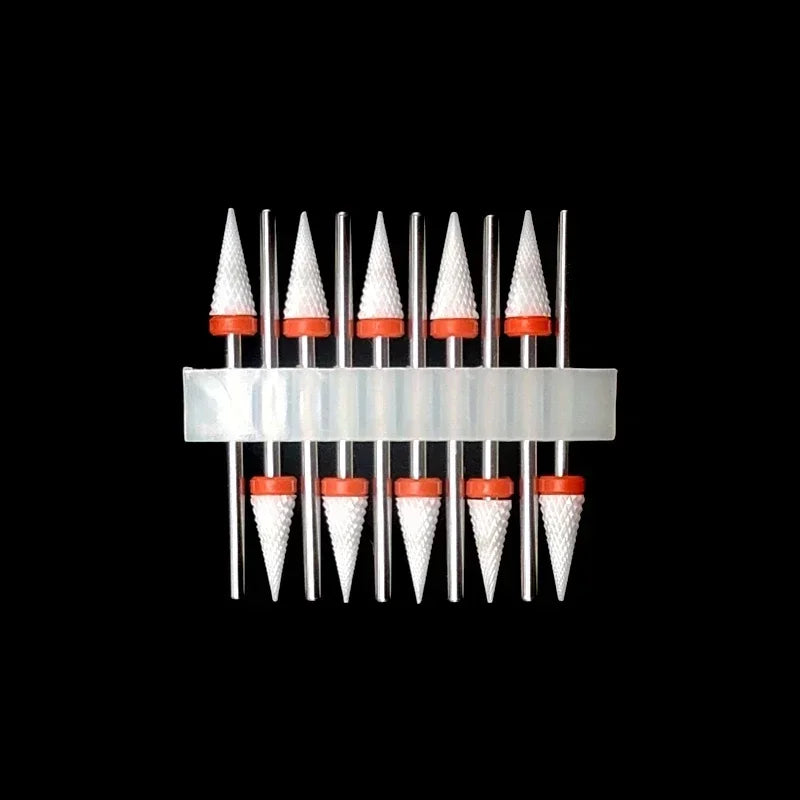 10PCS Ceramic Nail Drill Bits - Rotary Milling Cutters for Gel Polish Removal & Nail Grinding Machine Accessories