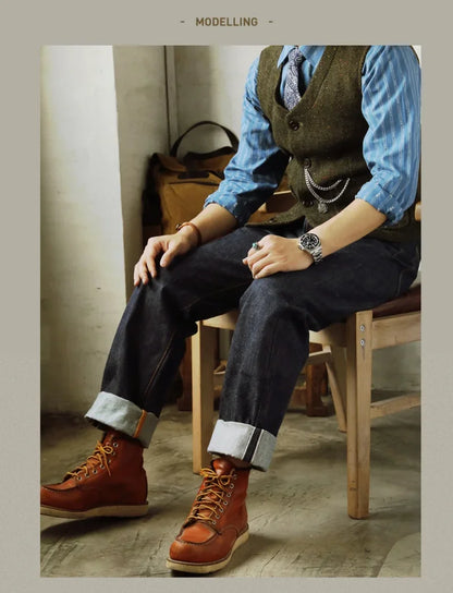 Red Tornado 55501 Men’s Jeans – Relaxed Straight Fit Raw Selvedge Denim Amekaji Style Pants