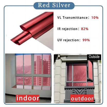 Solar Reflective Window Film - Insulation Privacy Glass Tint Sticker with 99% UV Protection for Home & Office Windows