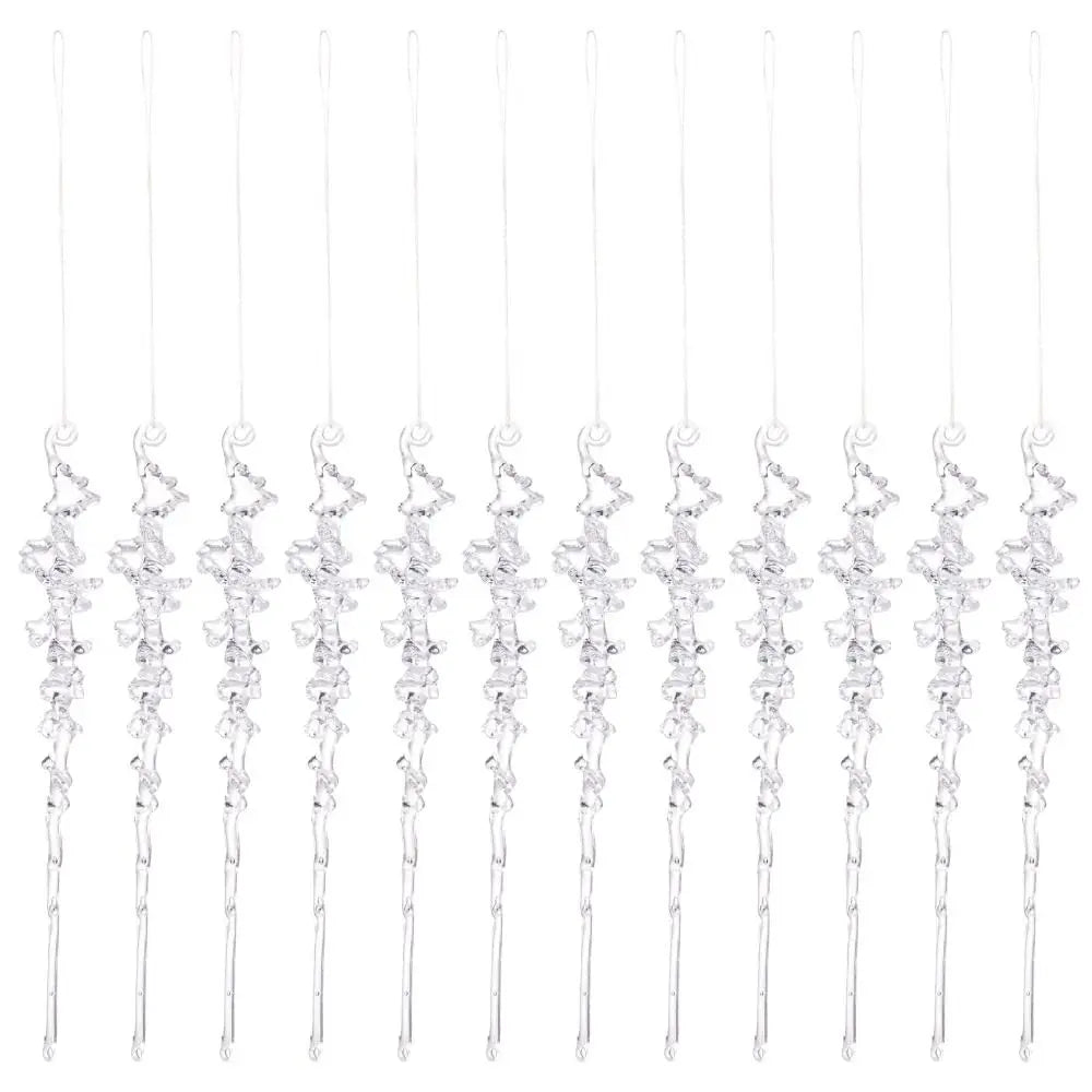 12pcs Transparent Christmas Hanging Pendants – Snow, Star & Acrylic Holiday Decorations
