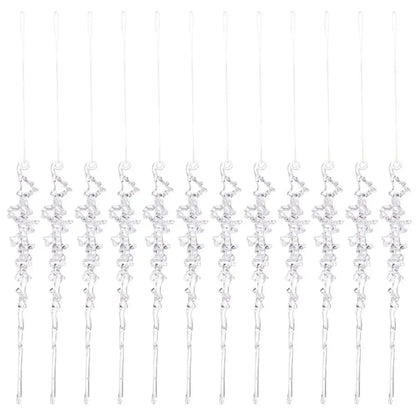 12pcs Transparent Christmas Hanging Pendants – Snow, Star & Acrylic Holiday Decorations