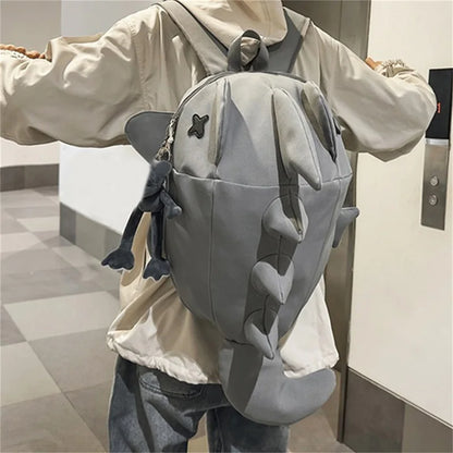 Unisex Shark-Shaped Backpack – Trendy Large Capacity School & Daily Bag for Casual Street Use (Pendant Not Included)