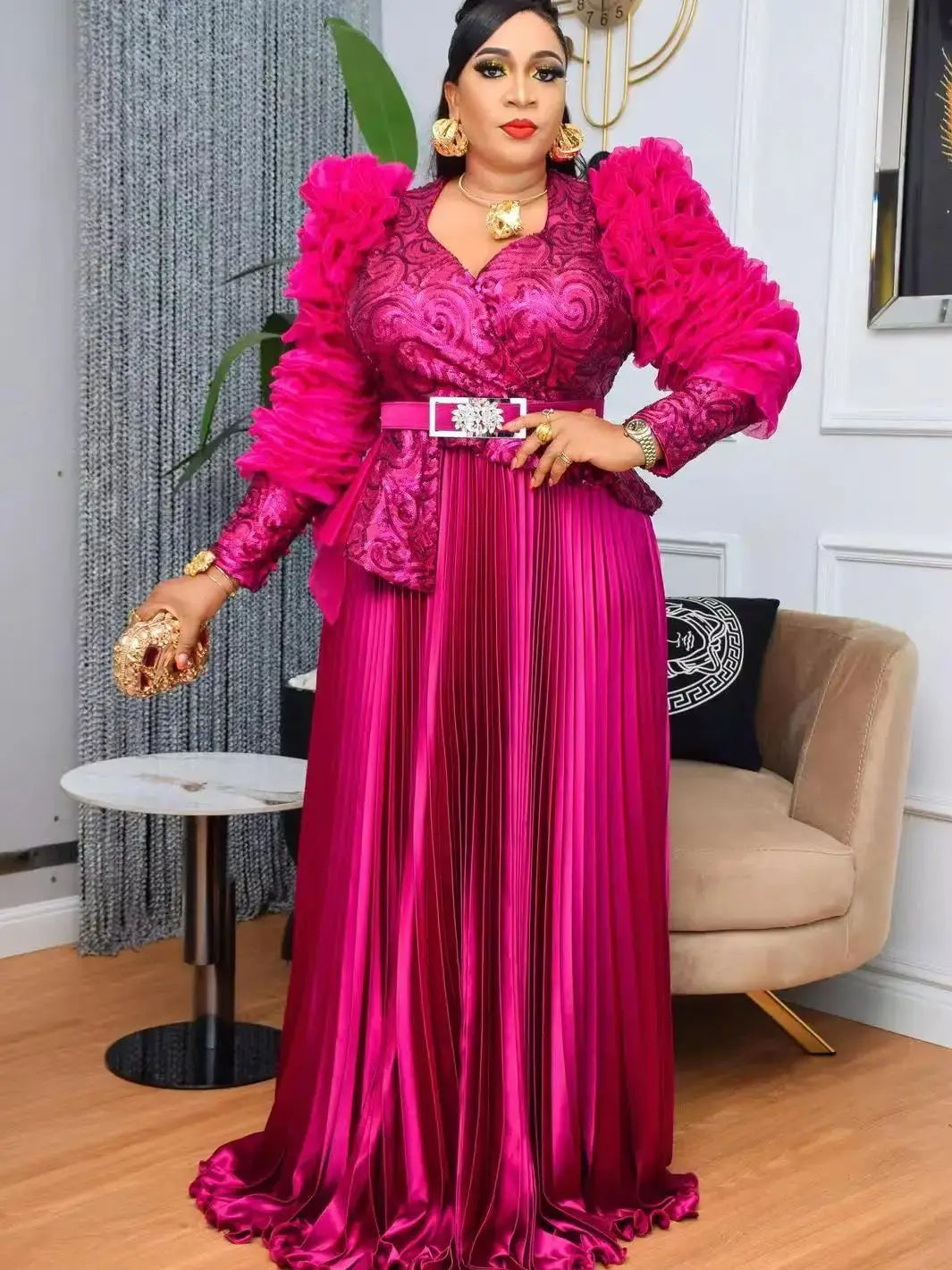 Plus Size African Party Dresses for Women - 2026 Dashiki Ankara Sequin Maxi Evening Gown