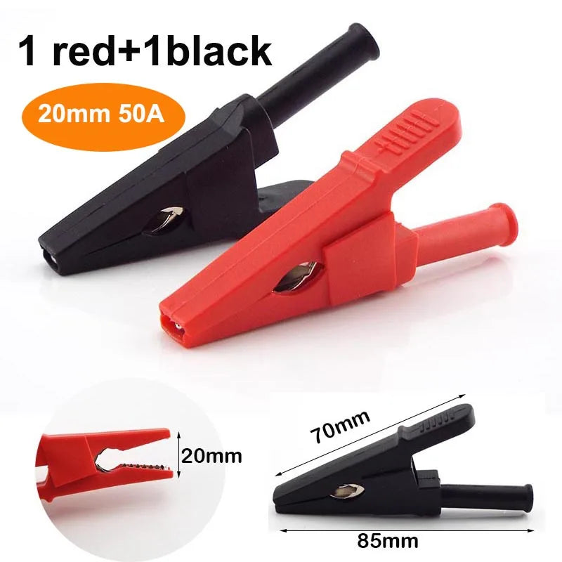 Alligator Clip Banana Plug Adapter - 10A-50A Insulated 2mm/4mm Multimeter Test Lead Clips