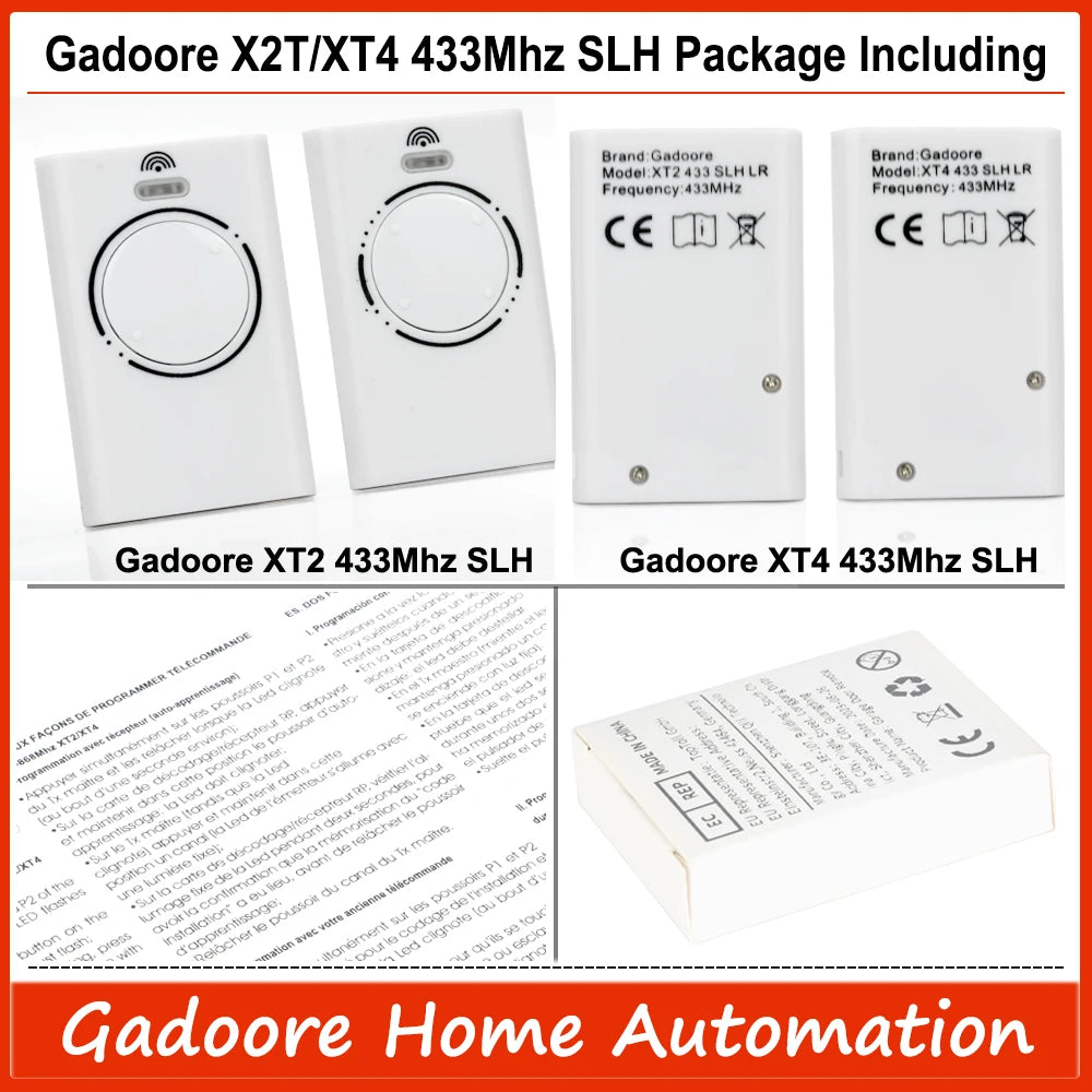 Gadoore XT2 XT4 433MHz SLH LR Garage Door & Gate Remote | Compatible with XT2/XT4 SLH & SLH LR
