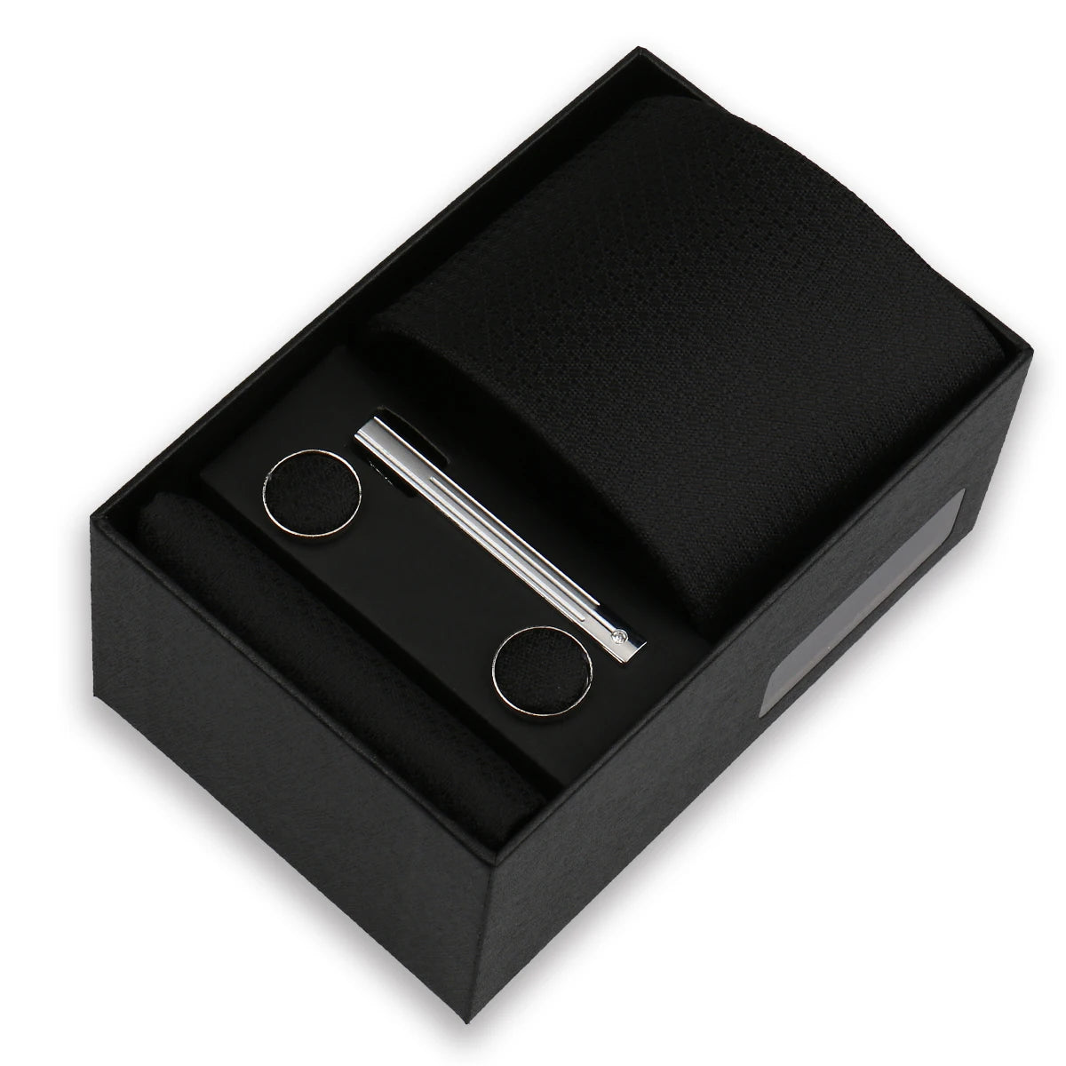 Men's Tie & Cufflink Gift Set - 8cm Necktie Handkerchief Clip Box for Formal Business Suits