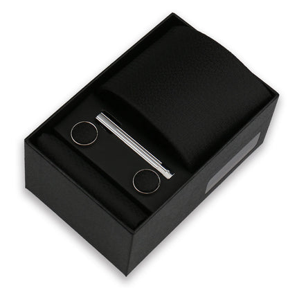 Men's Tie & Cufflink Gift Set - 8cm Necktie Handkerchief Clip Box for Formal Business Suits