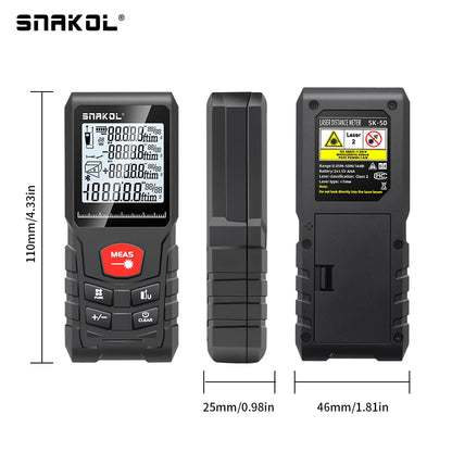 Snakol Laser Tape Measure – 50M/70M/100M/120M Digital Rangefinder for Professional Use, Laser Distance Meter Ruler