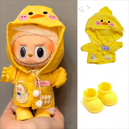 Mini Raincoat & Boots Outfit for Labubu Idol Doll – Doll Clothes & Accessories Gift Set