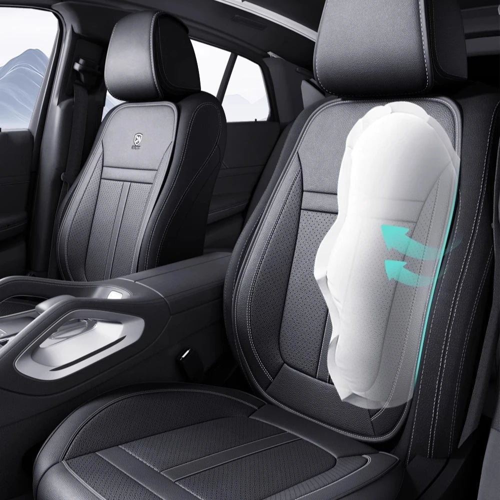 Nappa Leather Car Seat Cover - Anti-Slip Full-Wrap Front Seat Protector Cushion Mat for Drivers