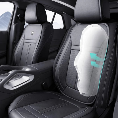 Nappa Leather Car Seat Cover - Anti-Slip Full-Wrap Front Seat Protector Cushion Mat for Drivers