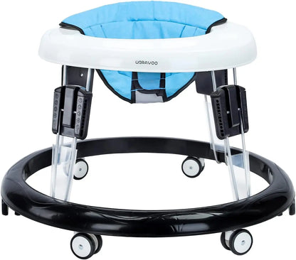 UBRAVOO Adjustable Baby Walker – Round Folding Toddler Walker with Universal Wheels, 9 Height Settings for Ages 6-18 Months, Model ZM01
